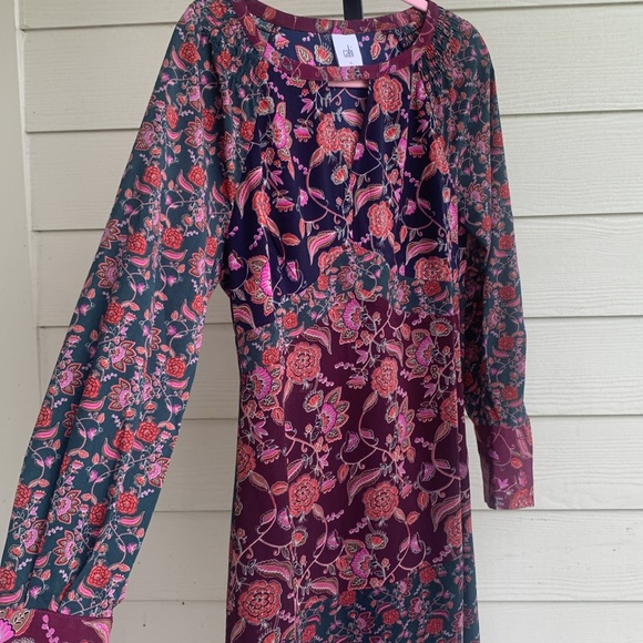 Cabi floral mix media fall Retro Floral Maxi bohemian Dress xs - Picture 6 of 12